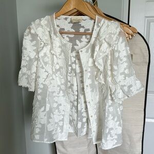 Sezane Floral Button Up Blouse